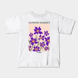 Abstract Flower Market Illustration, Purple Iris Flower 1 Kids T-Shirt